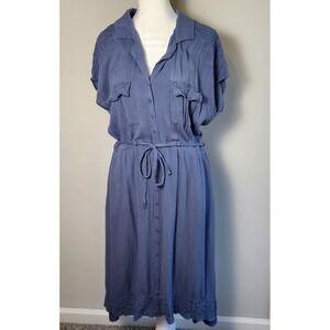 Sundance Embroidered Dress Women's M Button Front Belted Midi Cottagecore